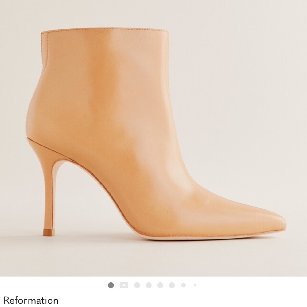 Reformation - Tan Stiletto Ankle Booties
